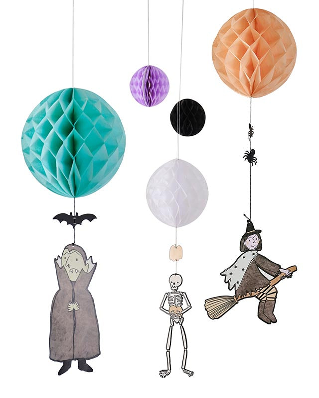 Honeycomb Paper Hanging Decorations with Characters (5pk)