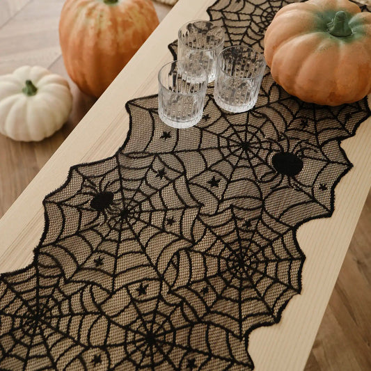 Black Spider Web Table Runner