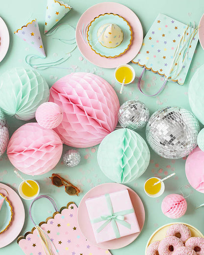 Star print Party Hats with Ribbons (6pk)