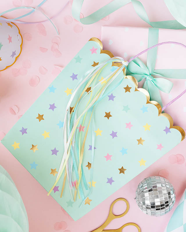 Star print Party Hats with Ribbons (6pk)