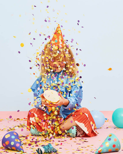 Colourful Party Hats with Gold Dots (6pk)