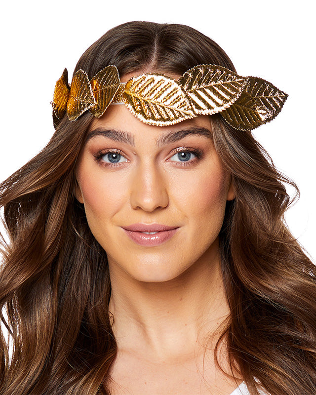Gold fabric Leaf Headband