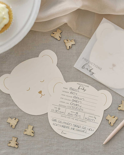 Teddy Bear Baby Shower Advice Cards with Envelopes - 13.5cm x 15.6cm (10pk)