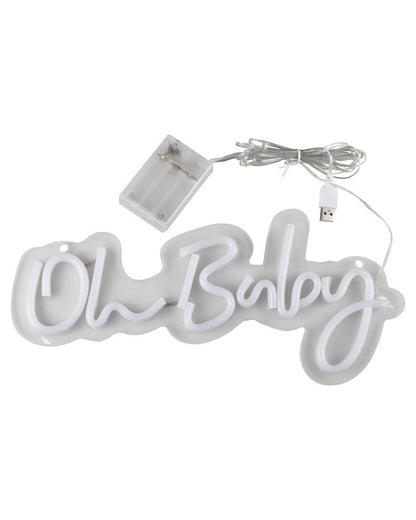 Teddy Bear White 'Oh Baby' Neon Light Sign - 17cm x 34cm