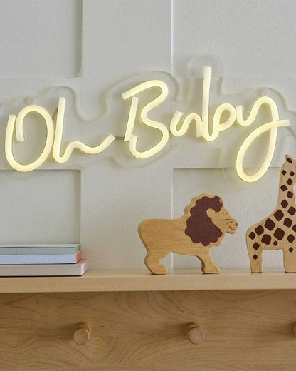 Teddy Bear White 'Oh Baby' Neon Light Sign - 17cm x 34cm