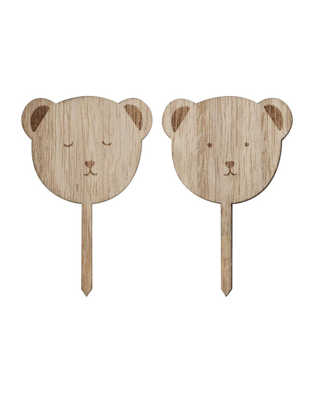 Teddy Bear Wooden Cupcake Toppers - 6.9cm x 4.5cm (6pk)
