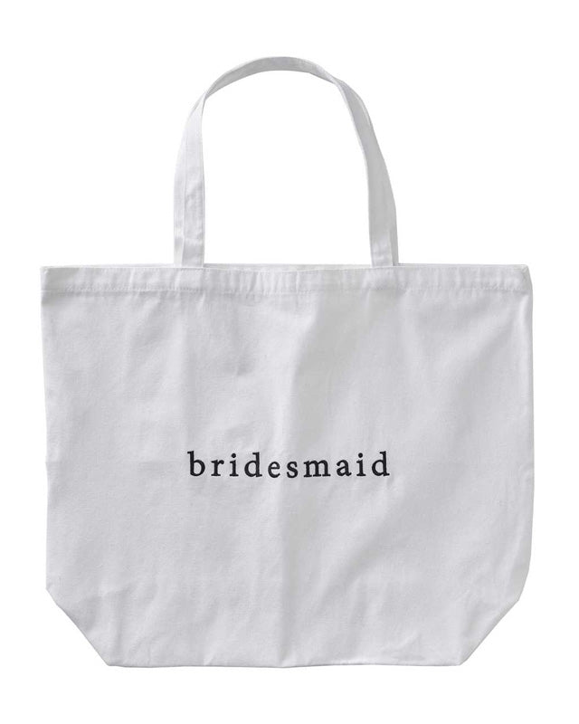 White Embroidered 'Bridesmaid' Tote Bag - 55cm x 72cm