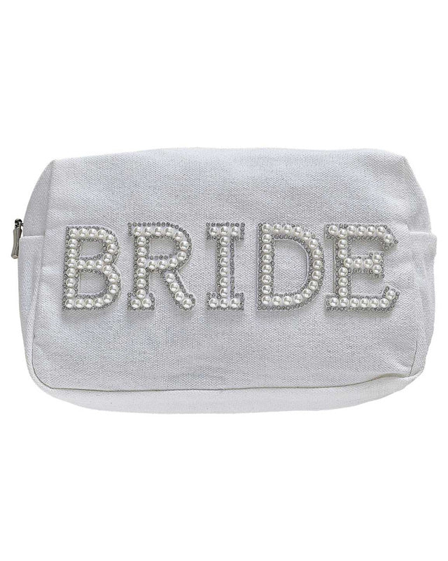 Embellished Pearl Bride Makeup Bag - 20cm x 12cm