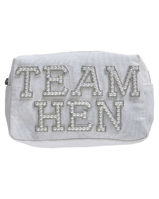 Embellished Pearl 'Team Hen' Makeup Bag - 20cm x 12cm – product image 2