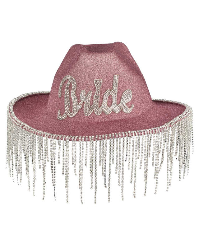 Pink Glitter 'Bride' Cowgirl Hat