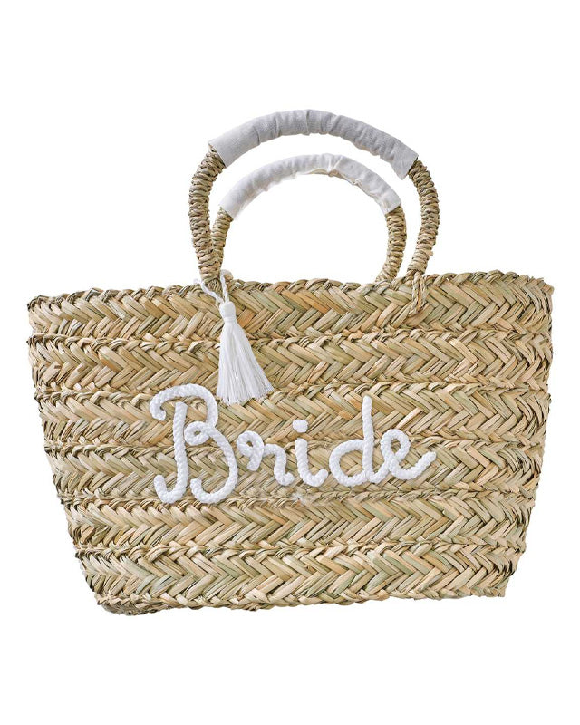 Woven Rattan Bride Bag with Tassels - 39cm x 42cm