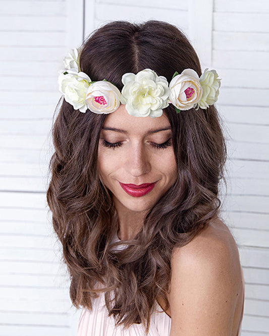White Flower Crown - 17cm