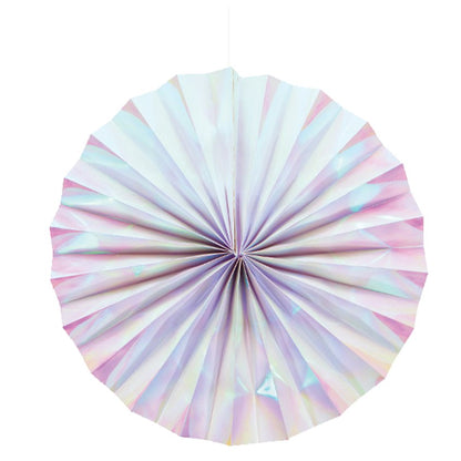 Iridescent Paper Fan Decorations - 30cm (2pk)