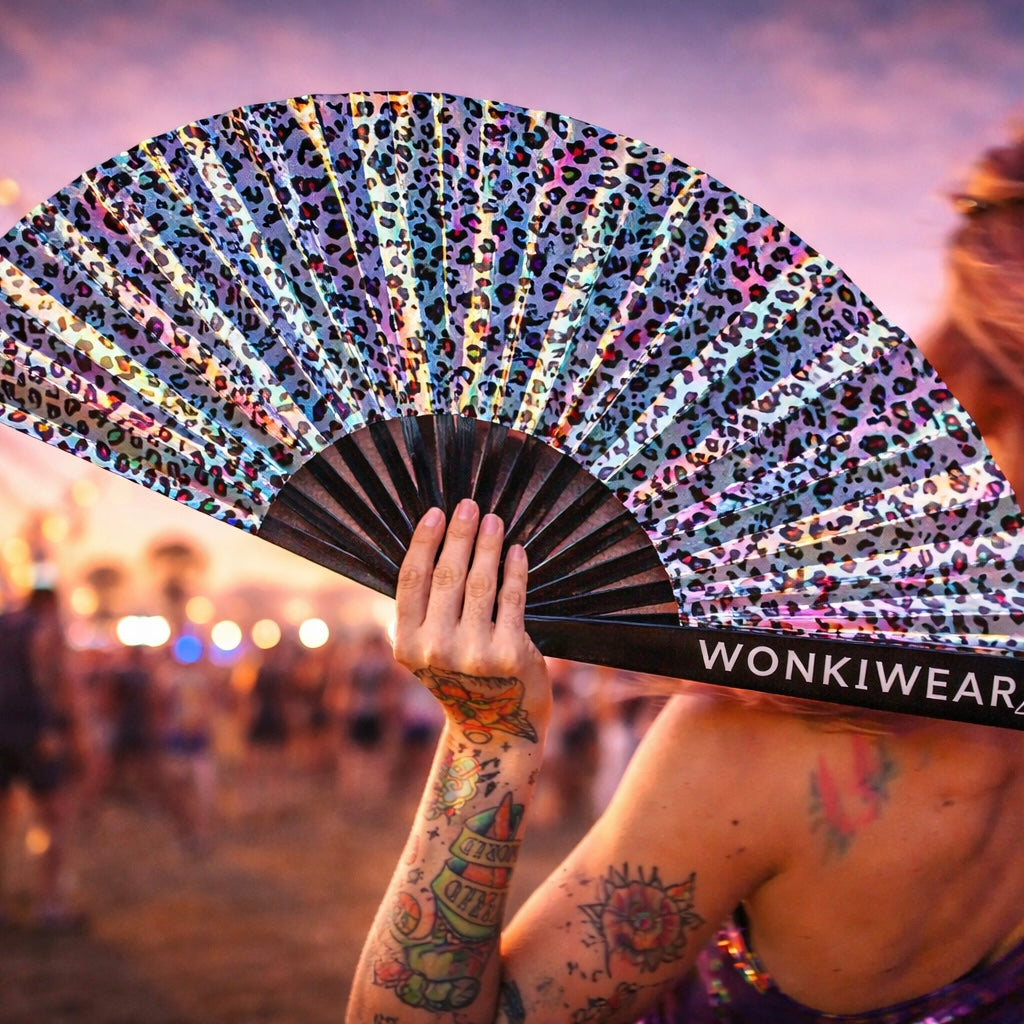 Leopard Iridescent XL Festival Fan