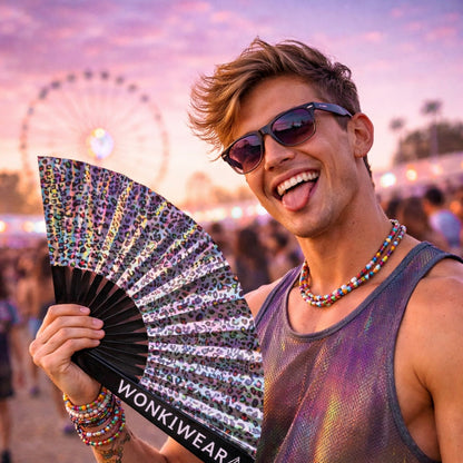 Leopard Iridescent XL Festival Fan