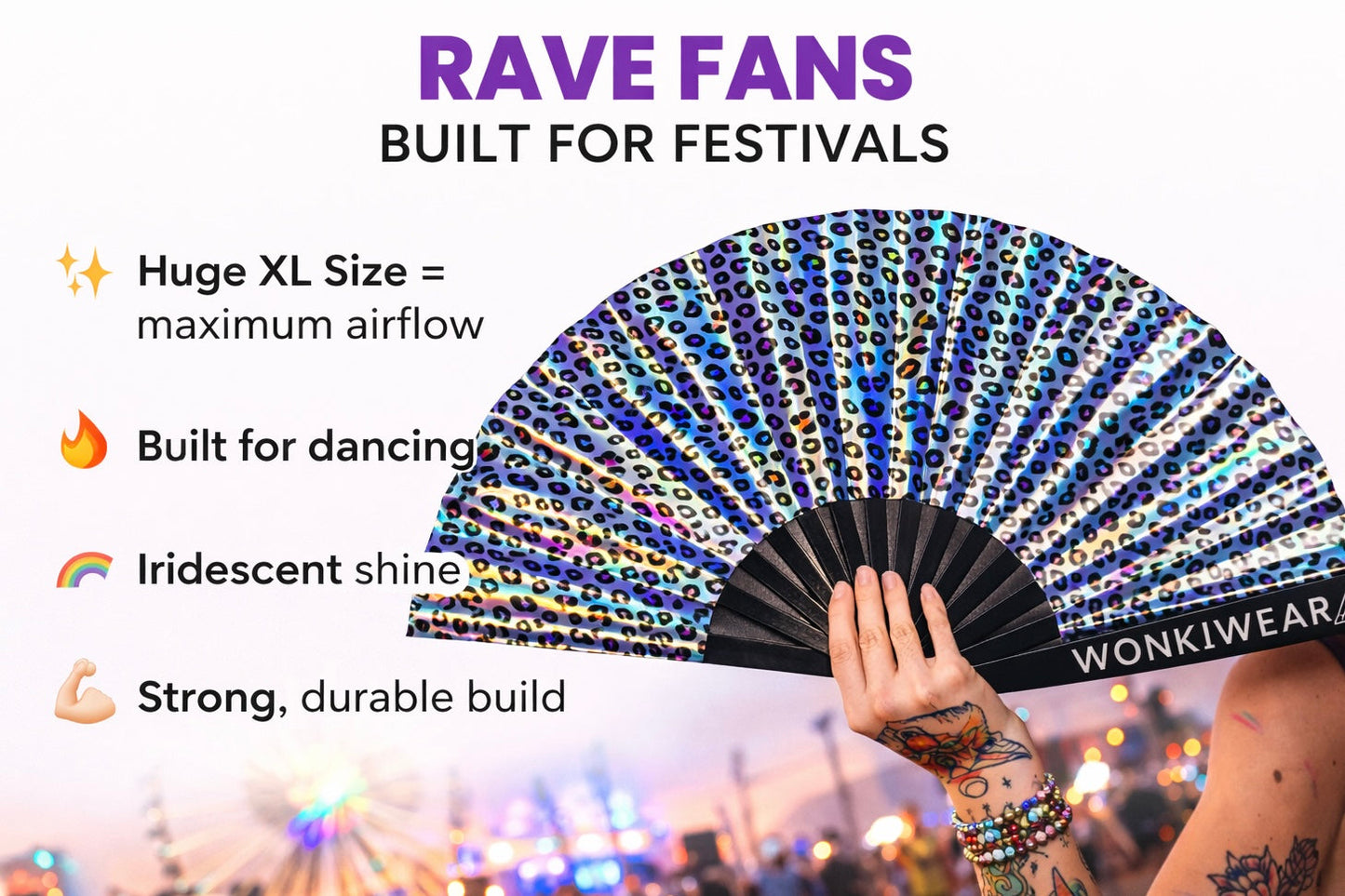 Leopard Iridescent XL Festival Fan