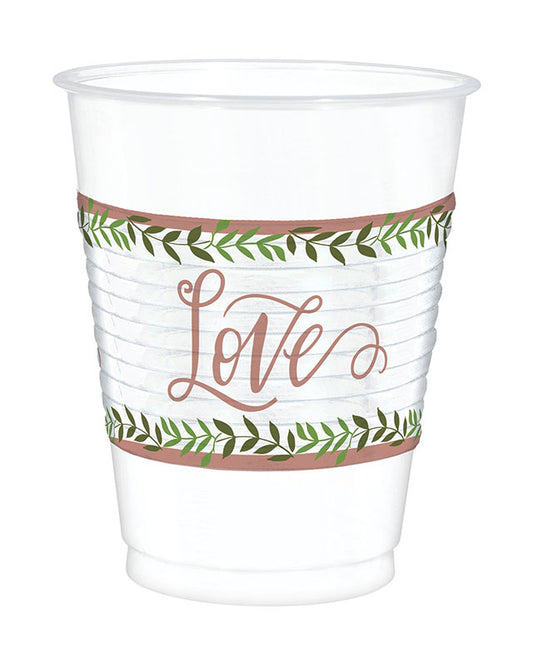 Love & Leaves Plastic Cups - 473ml (25pk)