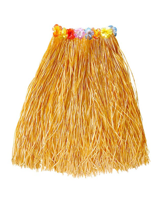 Hawaiian Straw Skirt with Flower Belt - 78cm