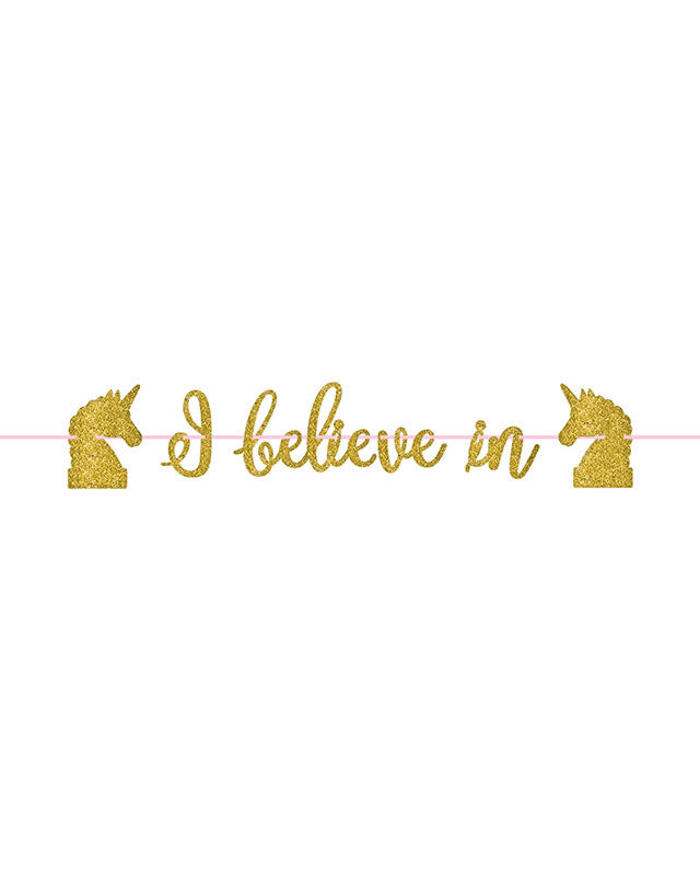 'I Believe In Unicorns' Glitter Paper Banner - 3.65m