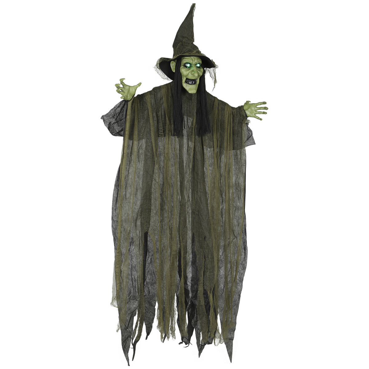 Outsunny Voice Activated Halloween Animatronics Hanging Witch, Green – product image 1