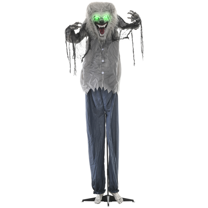 HOMCOM Halloween Skeleton Werewolf Animatronic Prop with Light Up Eyes – product image 1
