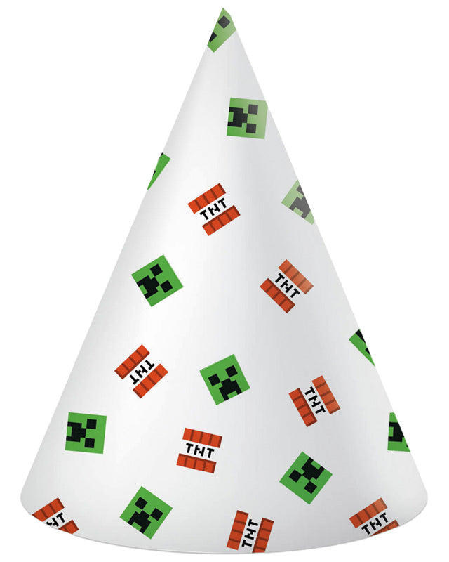 Mincraft Party Paper Cone Hats (6pk)
