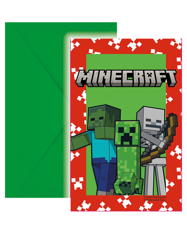 Minecraft Party Invitations & Envelopes (6pk)