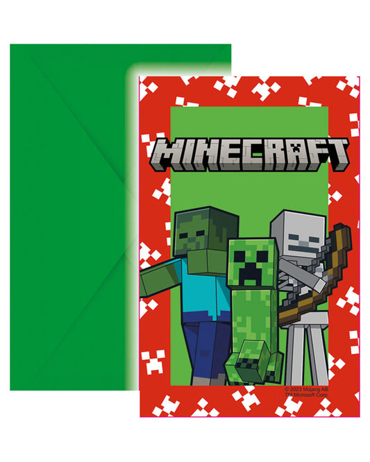 Minecraft Party Invitations & Envelopes (6pk)