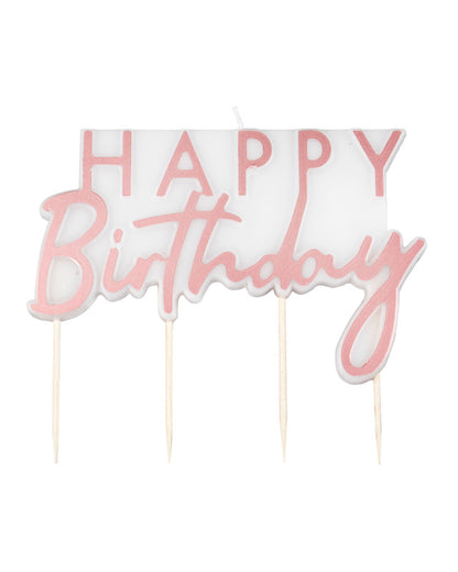 Mix It Up Rose Gold Happy Birthday Candle - 11cm x 12.5cm