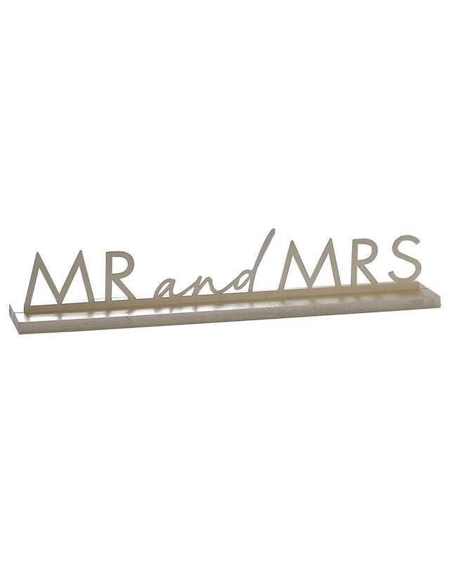 Gold Metal 'Mr and Mrs' Sign - 7.5cm x 42.5cm