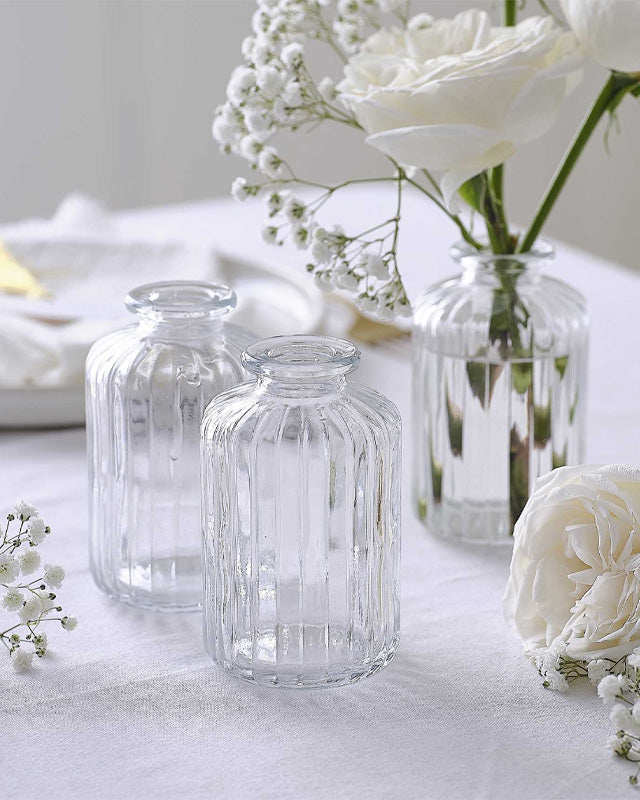 Clear Glass Bud Vases - 5.5cm x 4cm (3pk)