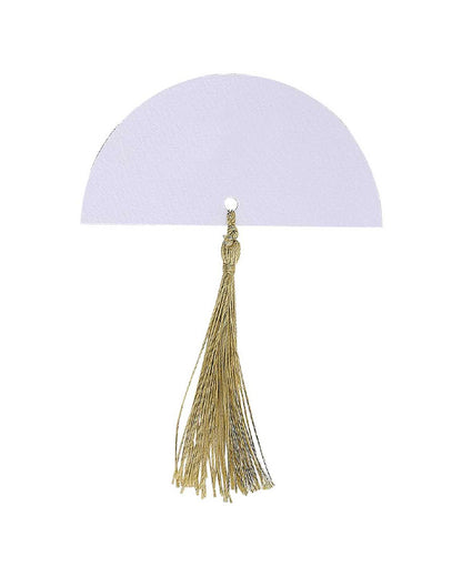 White with Gold Tassels Wedding Paper Place Cards - 3.3cm x 6.5cm (6pk)
