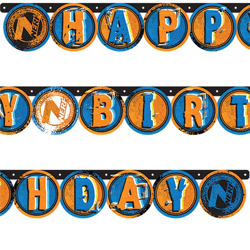 Nerf 'Happy Birthday' Paper Banner - 2.18m