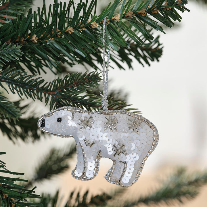 Embellished Polar Bear Christmas Tree Decoration