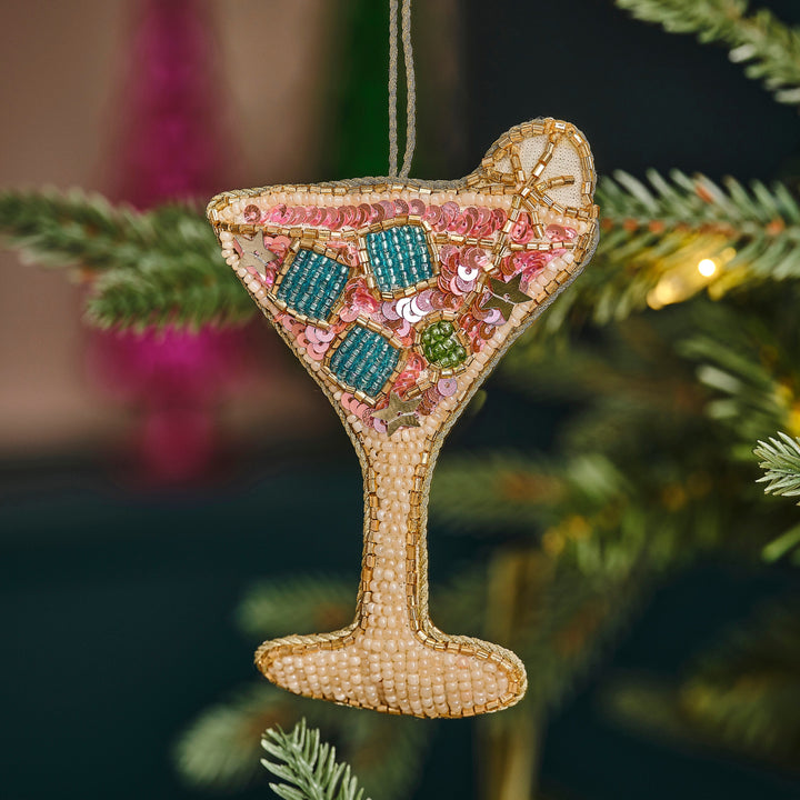 Embellished Pink Cocktail Christmas Tree Decoration