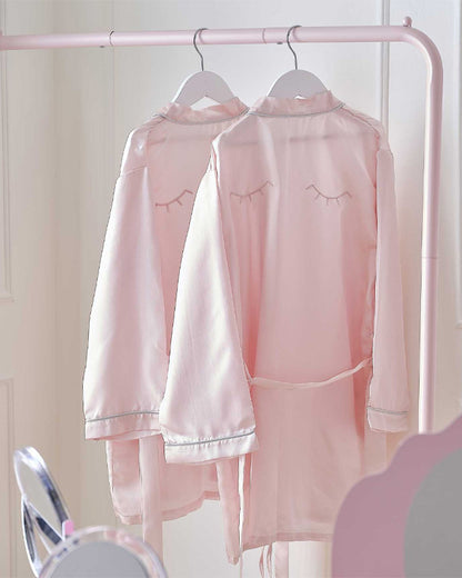 Pamper Party Pink Satin Embroidered Dressing Gown - 10-12 Years