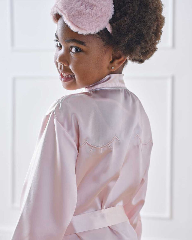 Pamper Party Pink Satin Embroidered Dressing Gown - 10-12 Years – product image 1
