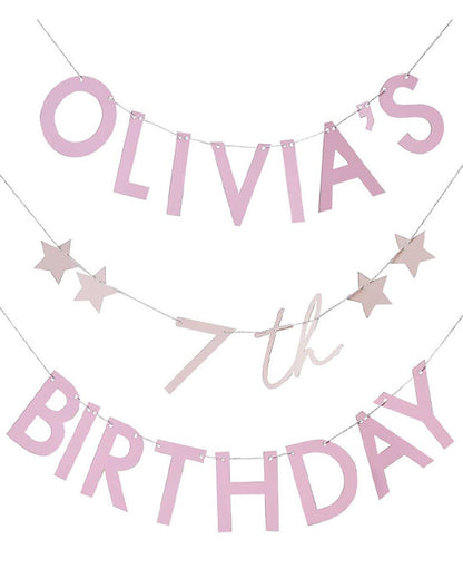 Pamper Party Pink Customisable Letter Banner - 2m