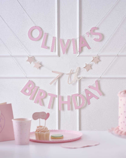 Pamper Party Pink Customisable Letter Banner - 2m