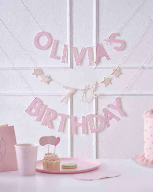 Pamper Party Pink Customisable Letter Banner - 2m