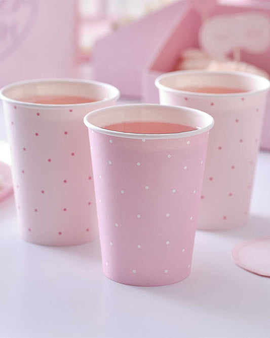 Pamper Party Pink Polka Dot Paper Cups (8pk)