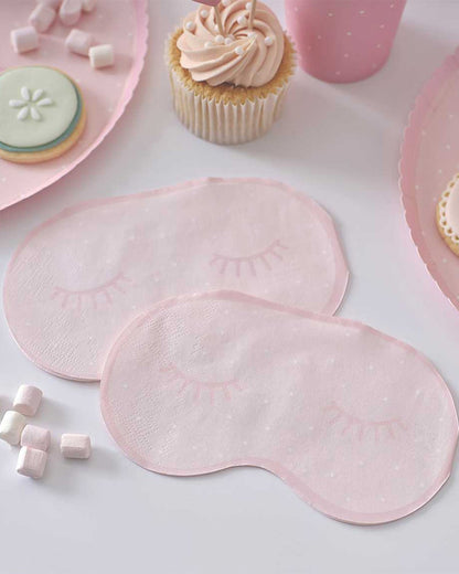 Pamper Party Pink Eye Mask Paper Napkins - 16.5cm x 9.4cm (16pk)