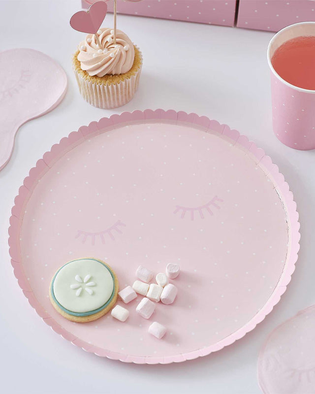Pamper Party Pink Polka Dot Plates - 25cm (8pk)