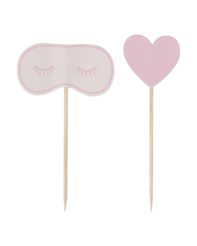 Pamper Party Pink Card Eye Mask Shaped Cake Toppers (12pk)