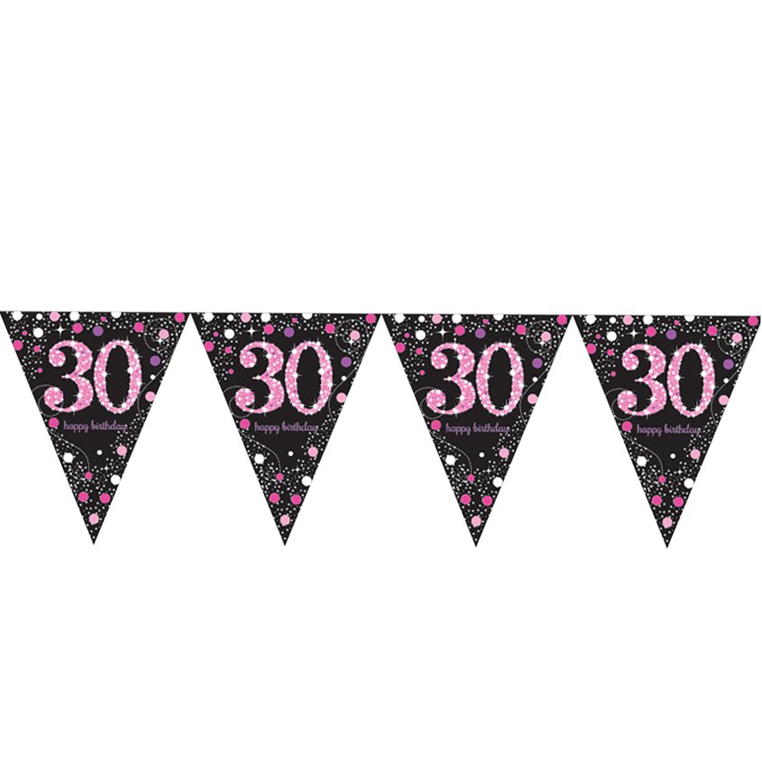 Pink Age 30 Holographic Plastic Bunting - 4m – product image 2