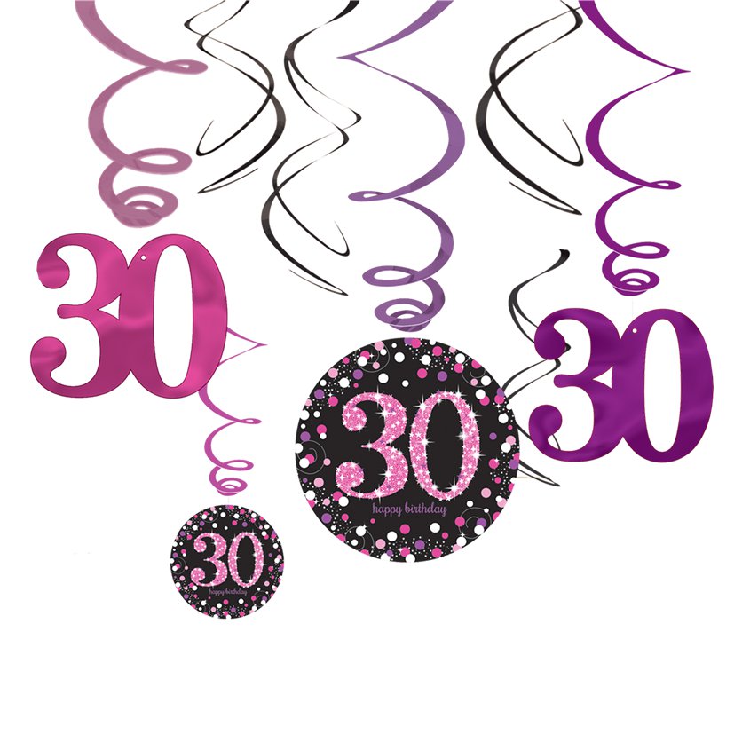 Pink Age 30 Hanging Swirls - 45cm (12pk) – product image 2