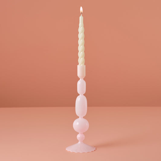 Pink Glass Bubble Dinner Candle Holder