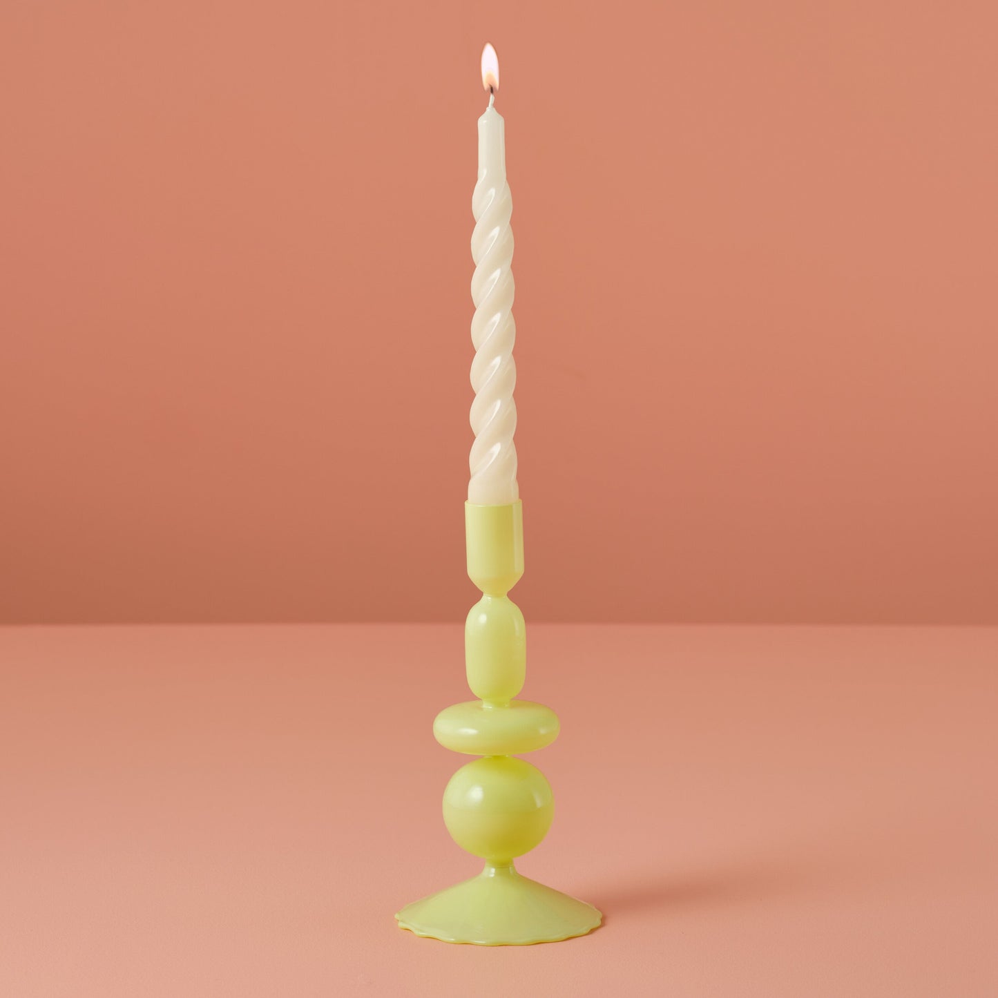 Green Glass Bubble Dinner Candle Holder
