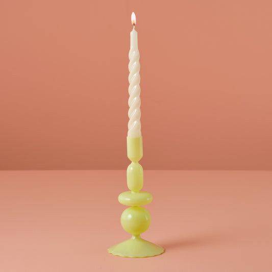 Green Glass Bubble Dinner Candle Holder