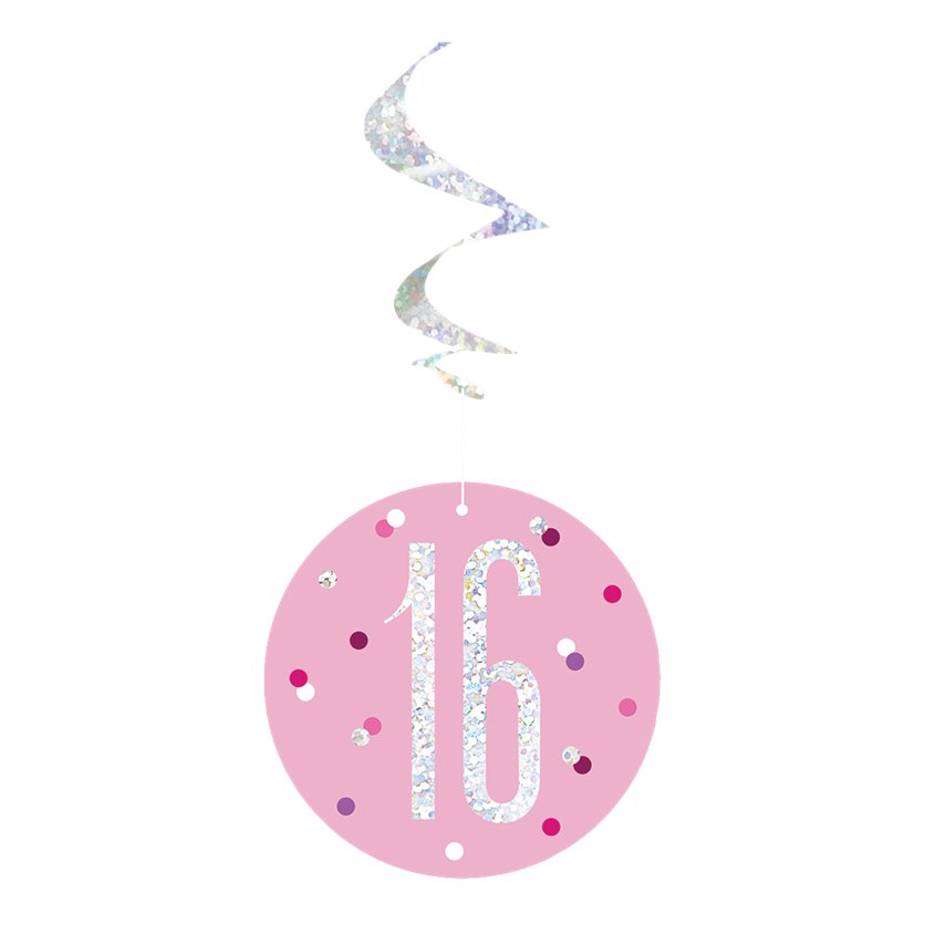 Pink 16th Birthday Hanging Swirls - 80cm – product image 2